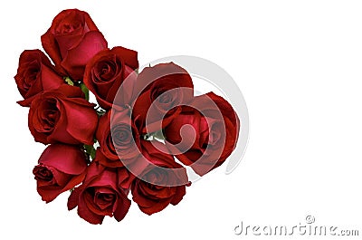 Fresh bloom love shape of red roses. Stock Photo